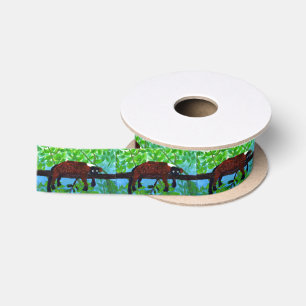 Funny Animal Red Lemur Relaxing Satin Ribbon