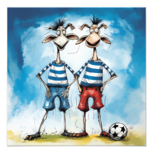 Funny animal soccer players photo print