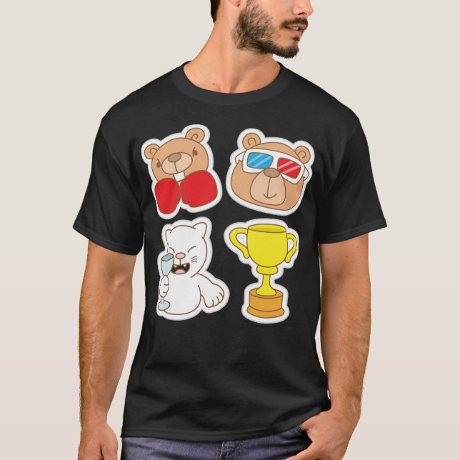 Funny animal stickers T-Shirt (Front)