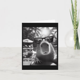 Funny Animal Swimming Pool Capybara Selfie With Ca Card