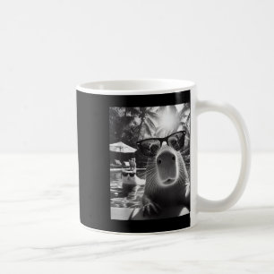 Funny Animal Swimming Pool Capybara Selfie With Ca Coffee Mug