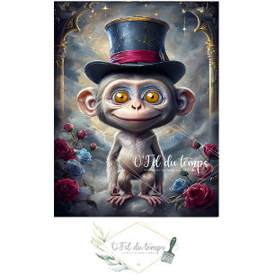 Funny Animal with Hat Decoupage paper.  Tissue Paper