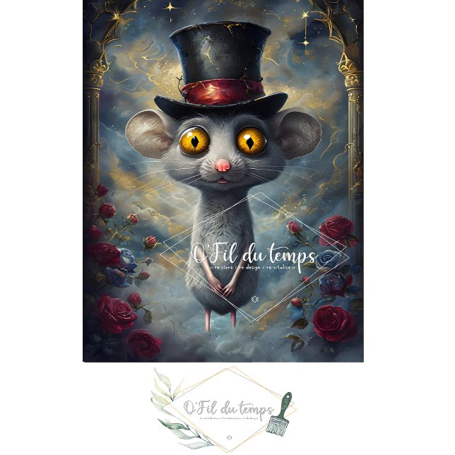 Funny Animal with Hat Decoupage paper.  Tissue Paper (Creator Uploaded)