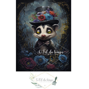 Funny Animal with Hat Decoupage paper.  Tissue Paper