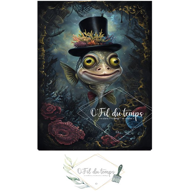 Funny Animal with Hat Decoupage paper.  Tissue Paper (Creator Uploaded)