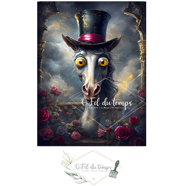 Funny Animal with Hat Decoupage paper.  Tissue Paper (Creator Uploaded)