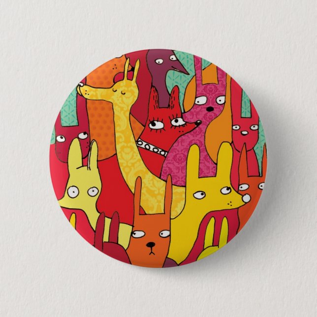 Funny animals 6 cm round badge (Front)