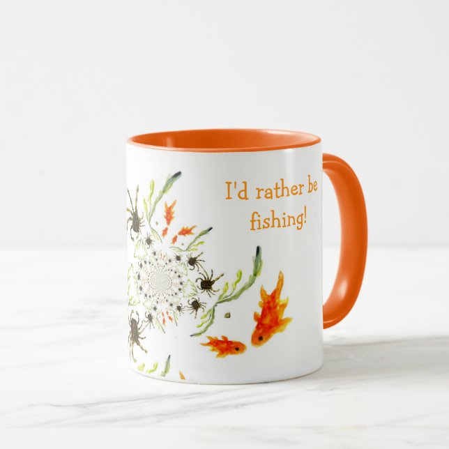 Funny Animals Abstract Crabs and Fish Rock Pool Mug (Front Right)