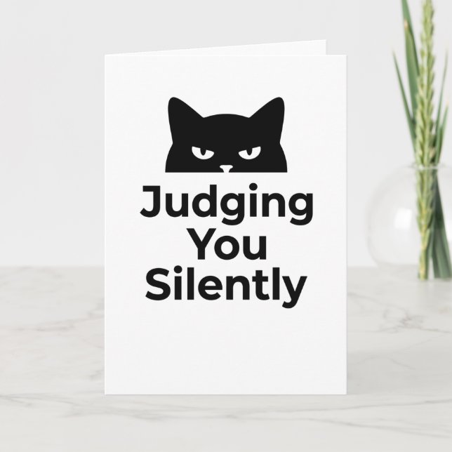 funny animals cat cafe Judging You Silently Card (Front)