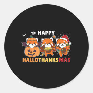 Funny Animals For The Holidays Red Panda Christmas Classic Round Sticker