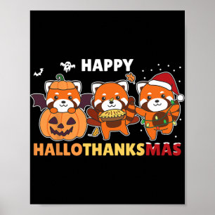 Funny Animals For The Holidays Red Panda Christmas Poster