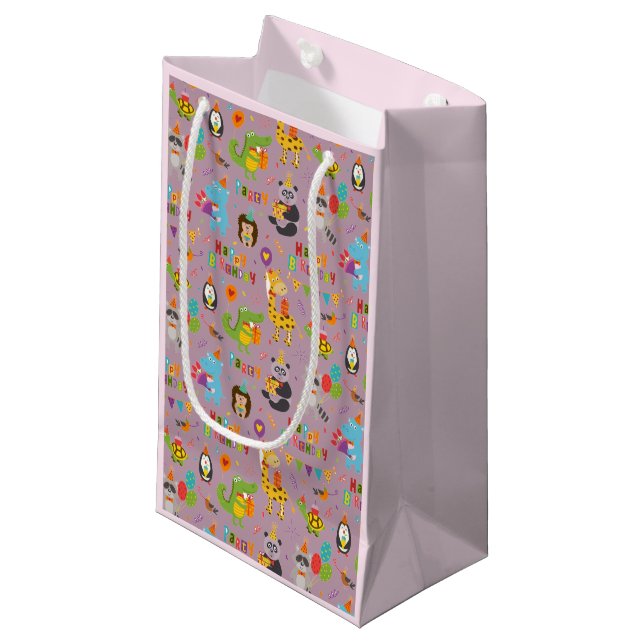 Funny Animals Happy Birthday    Small Gift Bag (Front Angled)