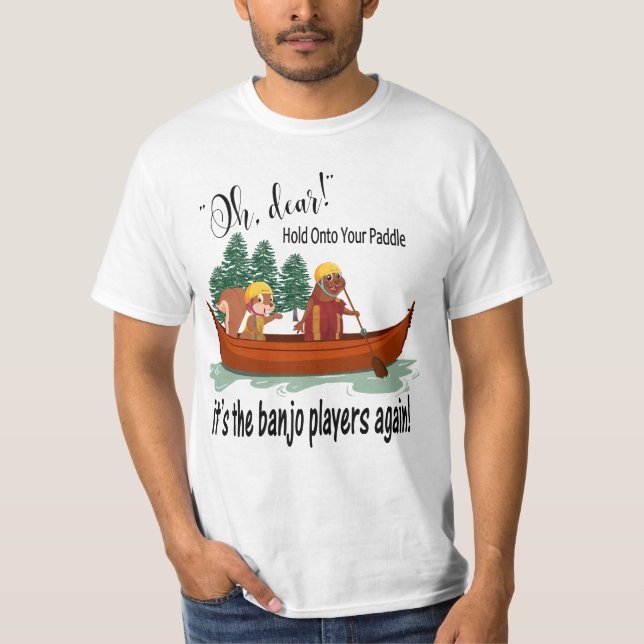 Funny Animals In a Canoe, Banjo Players Men's T-Shirt (Front)