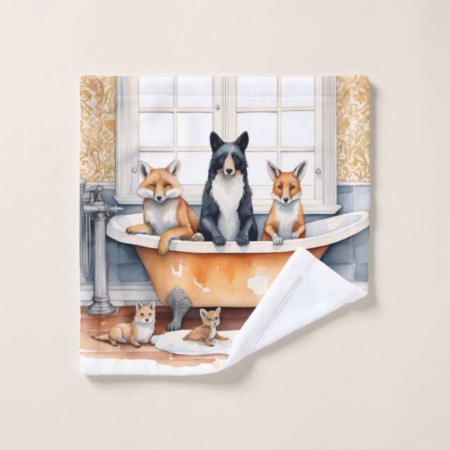 Funny animals in bath wash cloth (Wash Cloth)