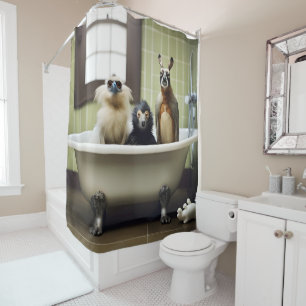 Funny animals in bathroom shower curtain