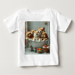 Funny animals in bathtub baby T-Shirt