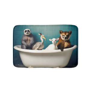 Funny animals in the bathroom bath mat