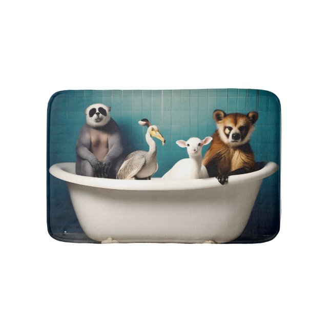 Funny animals in the bathroom bath mat (Front)