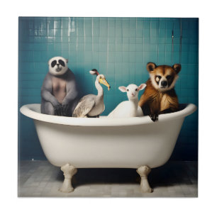 Funny animals in the bathroom ceramic tile