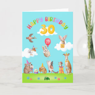Funny Animals Reluctant Happy 30th Birthday Card