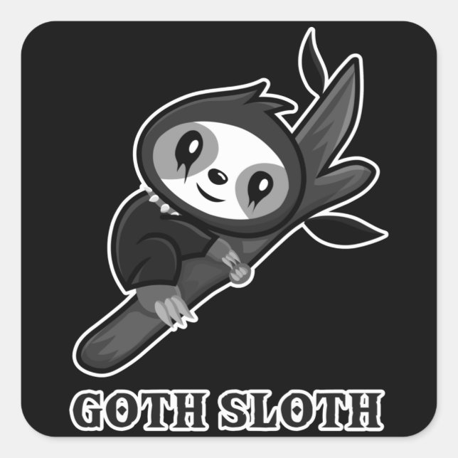Funny Animals Sloth Goth Sloth Square Sticker (Front)