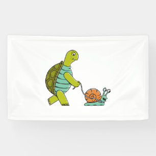 Funny Animals Turtle And Snail Banner