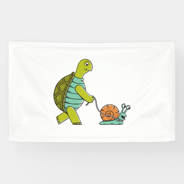 Funny Animals Turtle And Snail Banner (Horizontal)