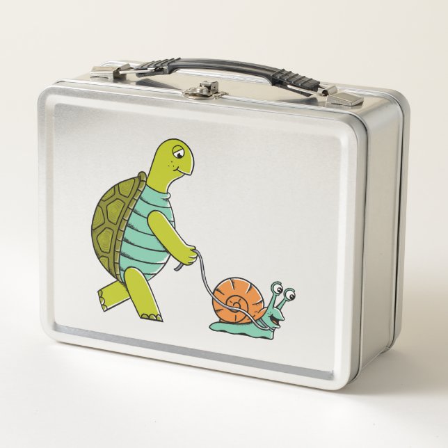 Funny Animals Turtle And Snail Metal Lunch Box (Front)