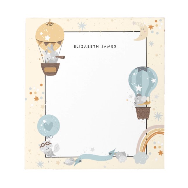 Funny Animals with Air Balloon Personalised Notepad (Front)