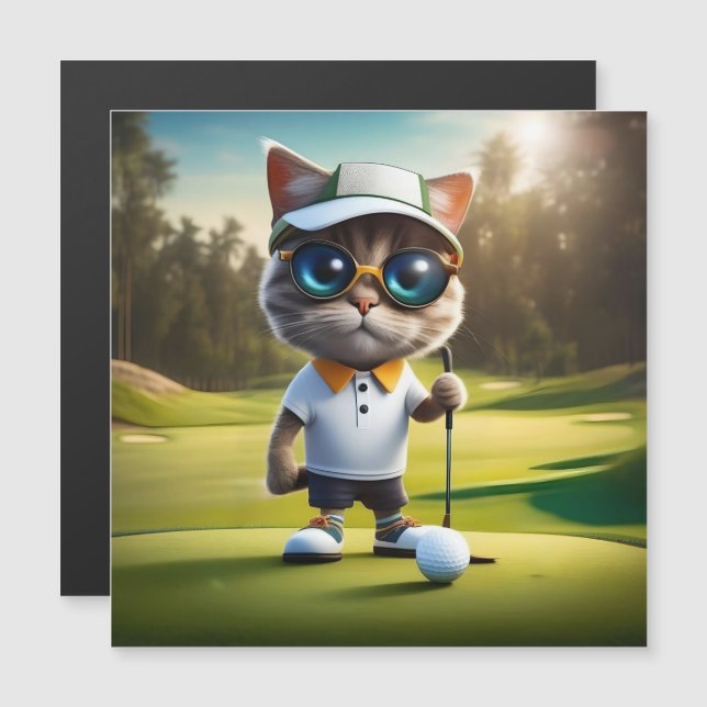 Funny Animated Cat Golf Player, (Front/Back)