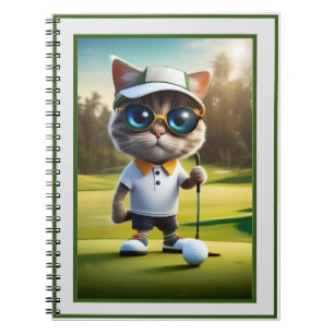 Funny Animated Cat Golf Player, Notebook