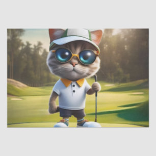 Funny Animated Cat Golf Player, Tissue Paper