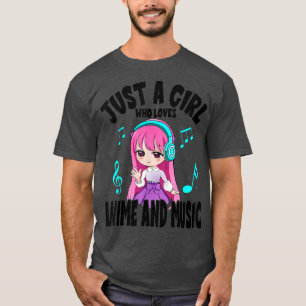 Funny Anime And Music Girl For Teen Chibi Graphic T-Shirt