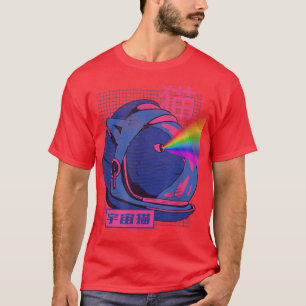 Funny Anime Astronaut Space Cat Laser Eyes Kawaii T-Shirt