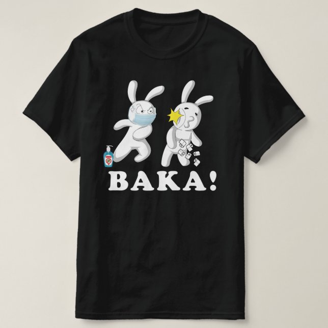 Funny Anime Baka Rabbit Slap Japanese T-Shirt (Design Front)