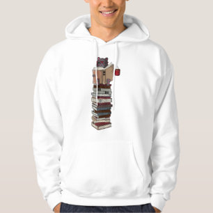 Funny Anime Cute Reading Cat, Coffee Lover, Books Hoodie