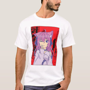 Funny Anime Japanese Eyes Teen Girl Characters Kaw T-Shirt