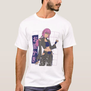 Funny Anime Japanese Eyes Teen Girl Characters Kaw T-Shirt
