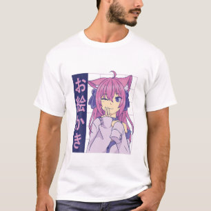 Funny Anime Japanese Eyes Teen Girl Characters Kaw T-Shirt