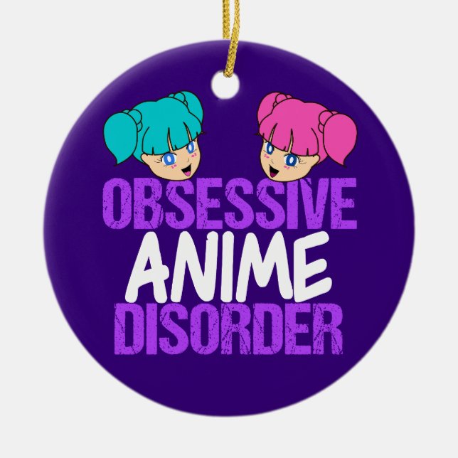 Funny Anime Obsessed Ceramic Ornament (Front)