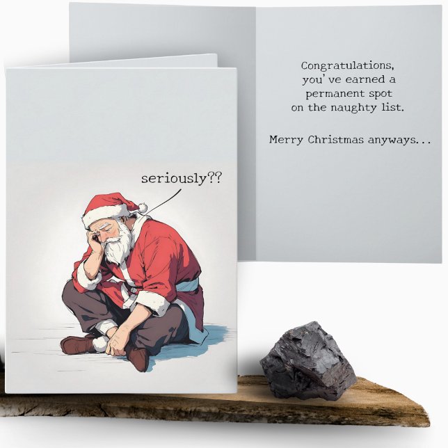Funny Anime Sad Santa Naughty List Christmas  Card (Creator Uploaded)