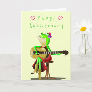 Funny Anniversary Card Frog Guitar Player