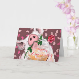 Funny Anniversary Card Gentleman Pig Love