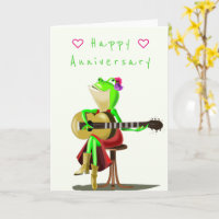 Funny Anniversary Card Happy Frog Guitar Player