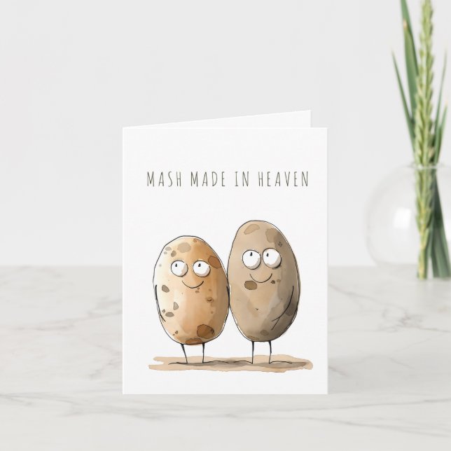 Funny Anniversary Pun Humour Mash Made in Heaven Card (Front)