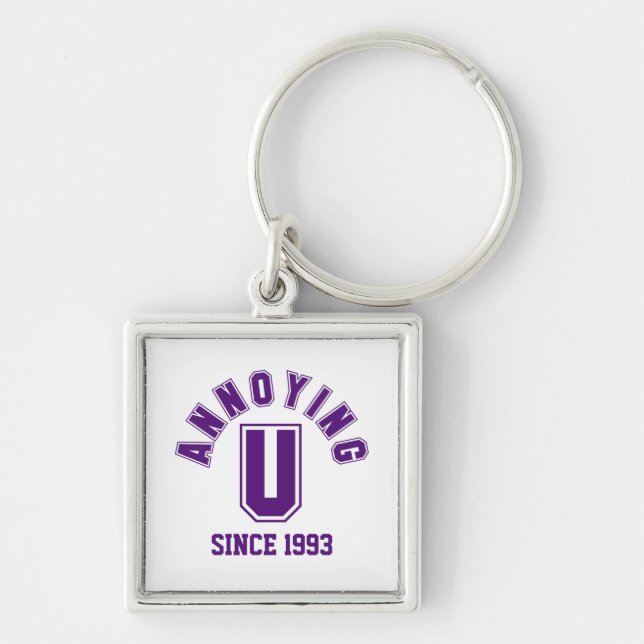 Funny Annoying You Premium Keychain, Purple Key Ring (Front)