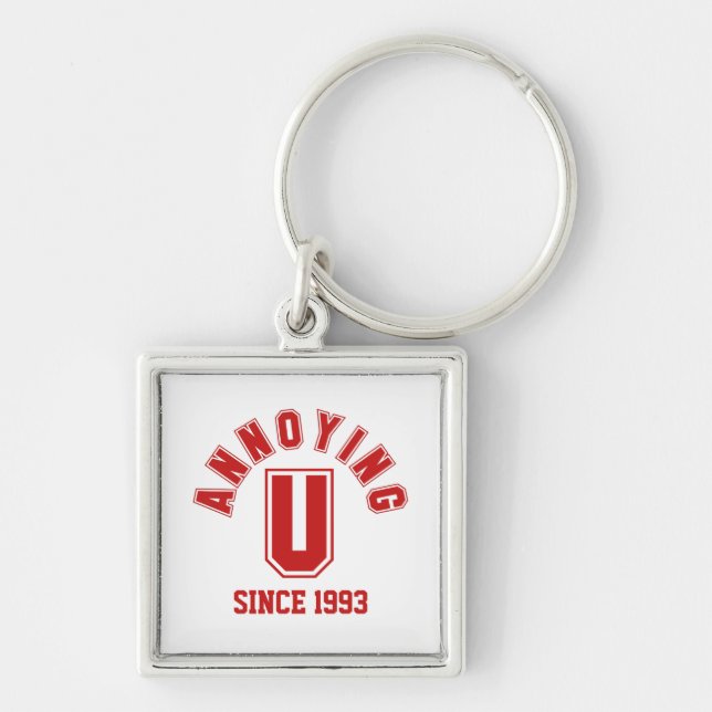 Funny Annoying You Premium Keychain, Red Key Ring (Front)