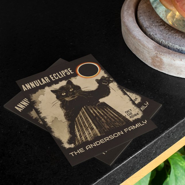 Funny Annular Solar Eclipse Big Cat October 2 2024 Postcard (Creator Uploaded)