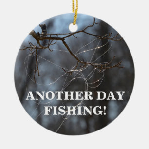 Funny Another Day Fishing Tangled Line On A Tree Ceramic Tree Decoration