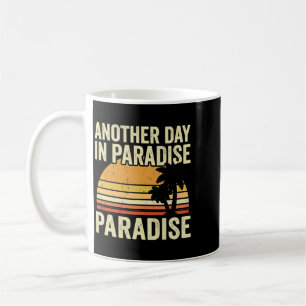 Funny Another Day In Paradise Retro Sunset Palm Coffee Mug